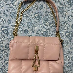 Topshop Pink Quilted Shoulder Bag with Gold Chain